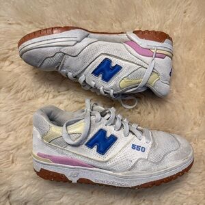 New Balance 550 Sneakers in cream yellow blue pink
